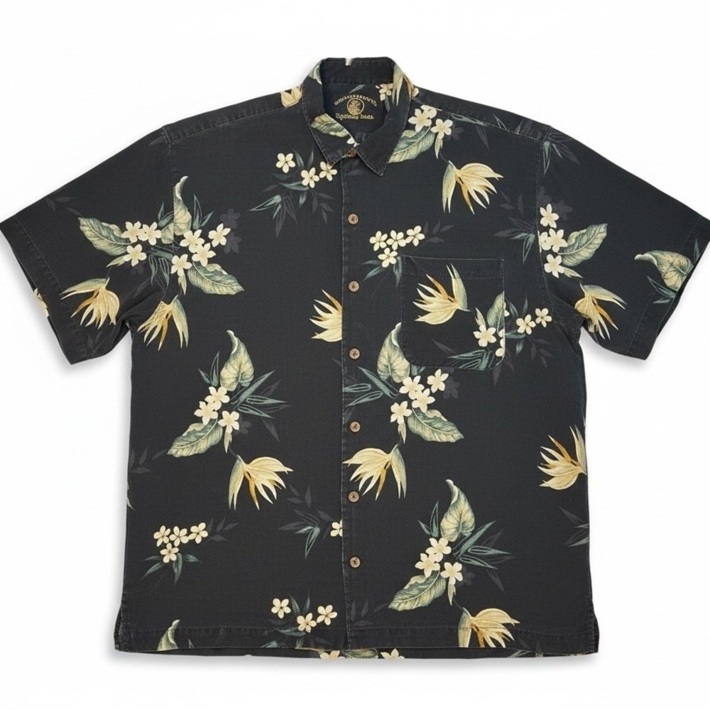 Eagle Dry Goods Co Signature Series Shirt Mens L Silk Tropical Bird of Paradise